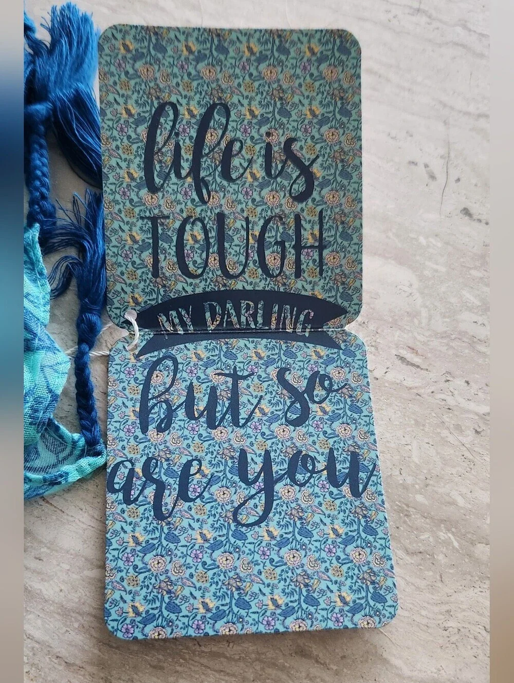 Lightweight Blue Mantra Floral Scarf - Women's Accessory